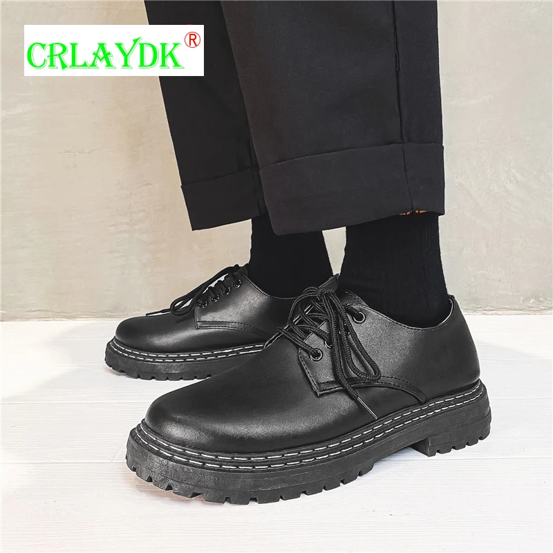 

Мужские деловые кожаные ботинки CRLAYDK, черные, с низким берцем, деловые, строгие, рабочие, прогулочные, водонепроницаемые, повседневная обувь