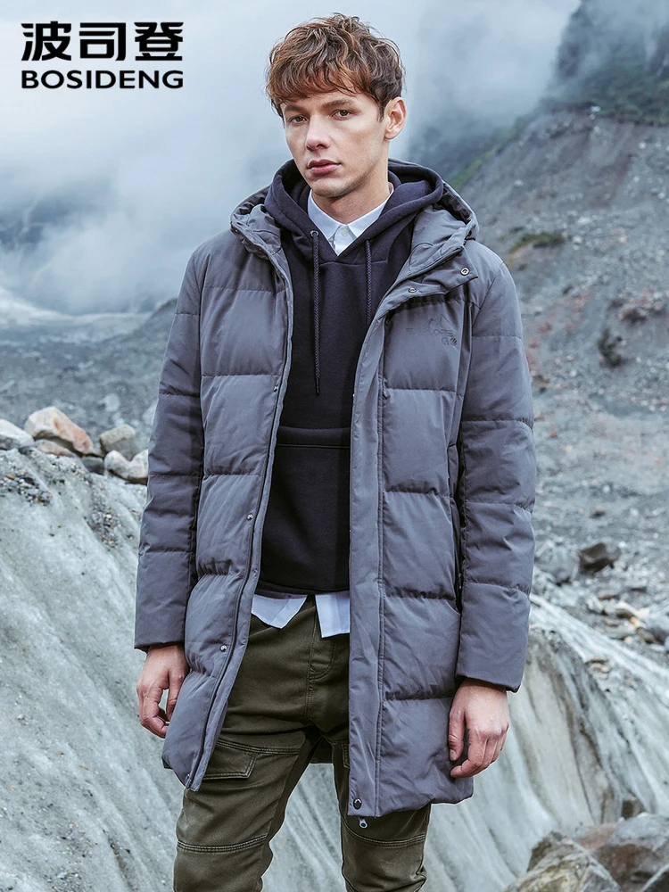 BOSIDENG средней длины с капюшоном пуховик для мужчин зимний отдыха теплый
