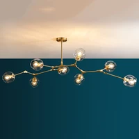 modern metal led chandelier loft lustre living room villa interior decor pendant lamp lighting glass ball kitchen fixtures