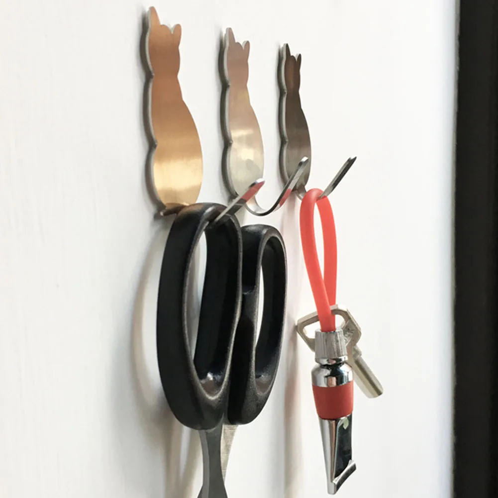 

Self Adhesive Stainless Steel Durable Organizer Holder Cat Tail Hook Cloth Hanger Decoration