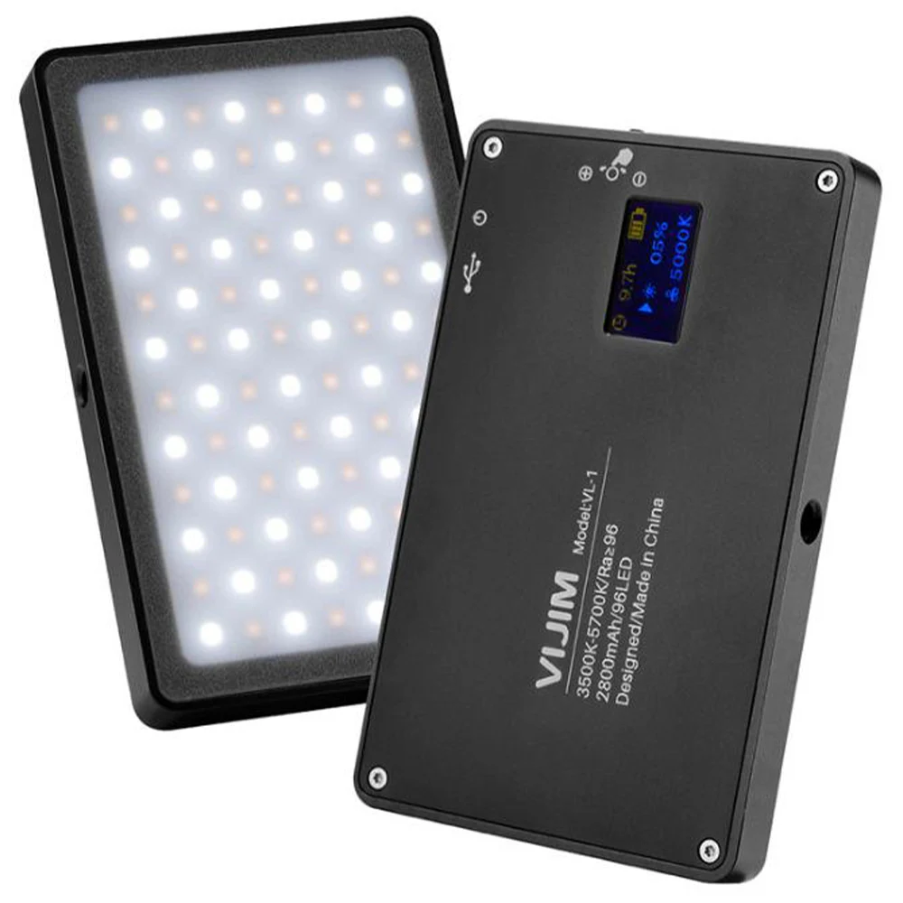 

DSLR LED Video Light on-Camera Dimmable Bi-Color 3000-6500K CRI 96+ Built-in 2800mAh Battery Lighting for Livestream YouTube