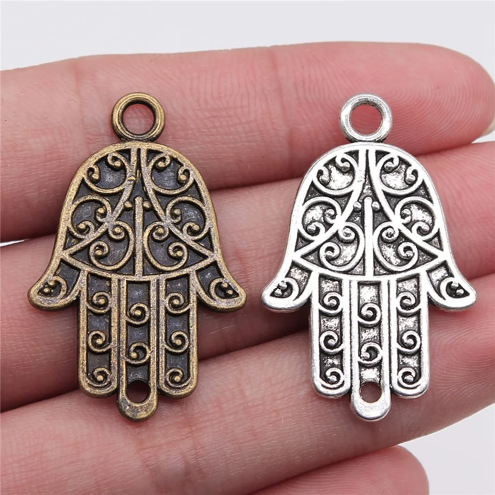 

4 шт. Подвески ручной разъем 2 Цвет s античная бронза Цвет легированное искусственное ювелирное изделие для изготовления аксессуаров и 37x24mm