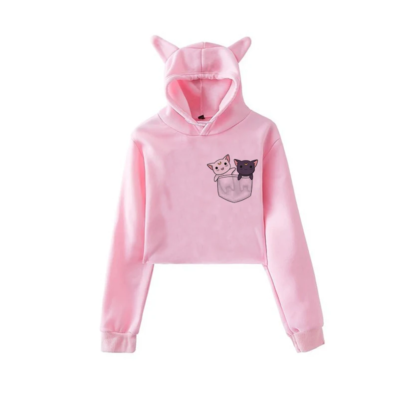 Сейлор Мун Харадзюку Толстовка корейский стиль ulzzang kawaii 90s мультфильм одежда пуловеры новые негабаритные с капюшоном уличная