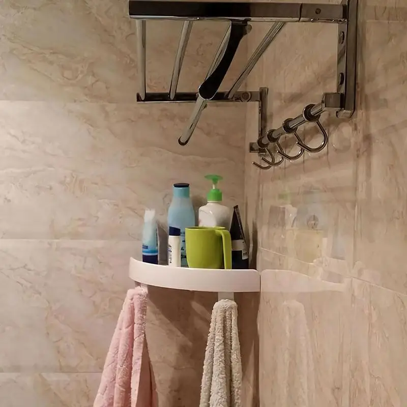 

Bathroom Shelves Shampoo Storage Shelf With Suction Cup Triangle Corner Wall Mounted Shower Accersories Organizer Holder Rack