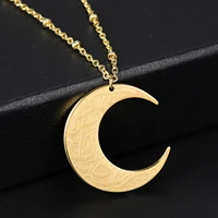 mydiy crescent moon necklace personalized custom necklace pendant stainless steel jewelry arabic god messager gift for women