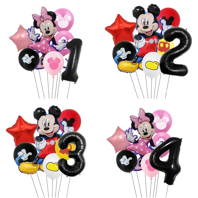 

7 шт./лот для детей с Микки Маусом и Минни Маус воздушные шары «Микки Маус» для дня рождения вечерние Декор Baby Shower 32 дюймов шара с цифрой возду...