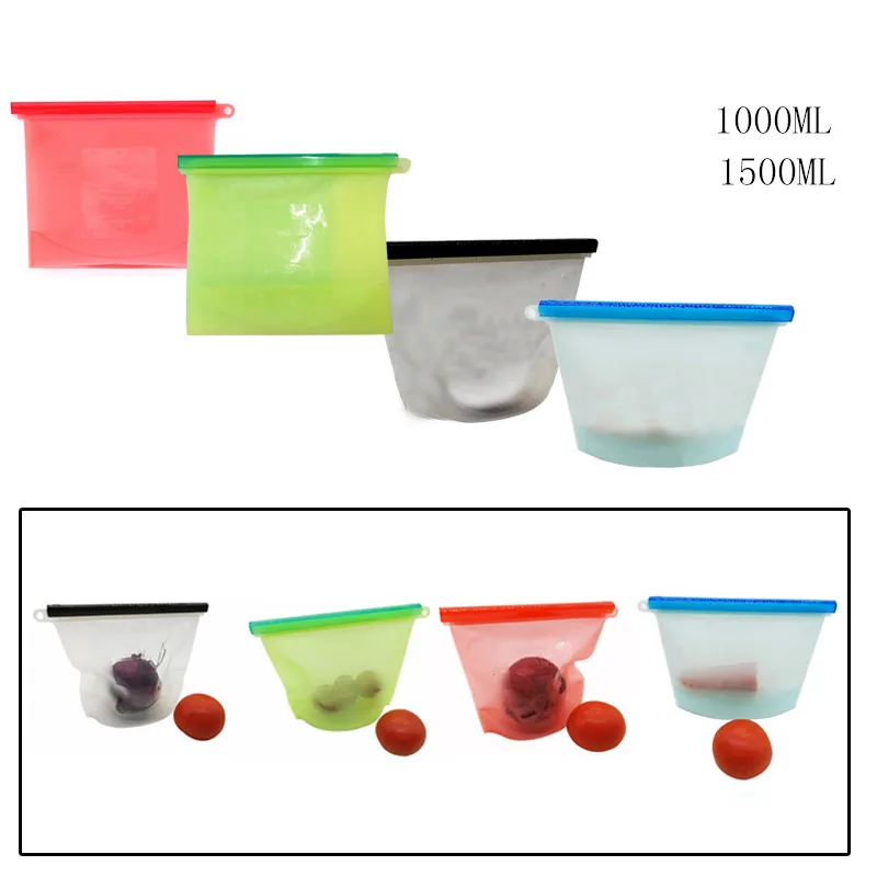 Многоразовые силиконовые Вакуумный пакет для хранения печать Еда пакеты