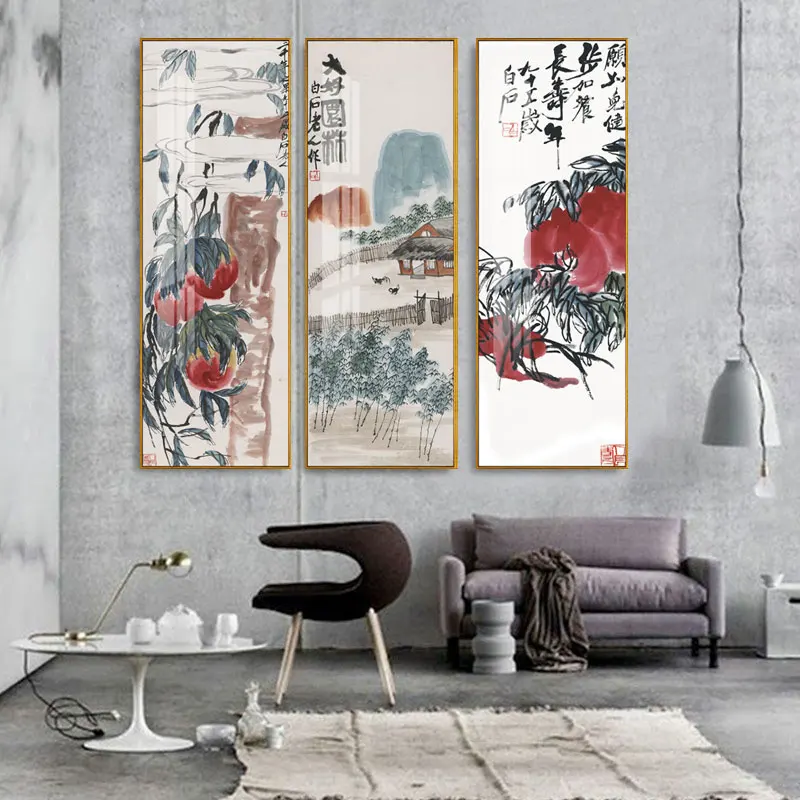 

Zen Abstract Traditional Chinese Style Qi Baishi Wall Art Canvas Painting Poster Picture Print For Office Living Room Home Décor