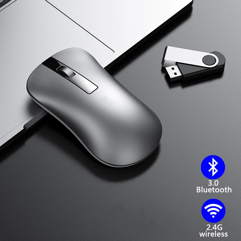 

Bluetooth Mouse,Slim Silent Rechargeable Bluetooth Wireless Mouse (BT 3.0 2.4G Wireless) for Laptop PC Computer,iPadOS, MacBook