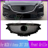 high quality black abs front bumper grill upper mesh grilles for mazda 6 atenza 2017 2018 car styling accessories racing grille