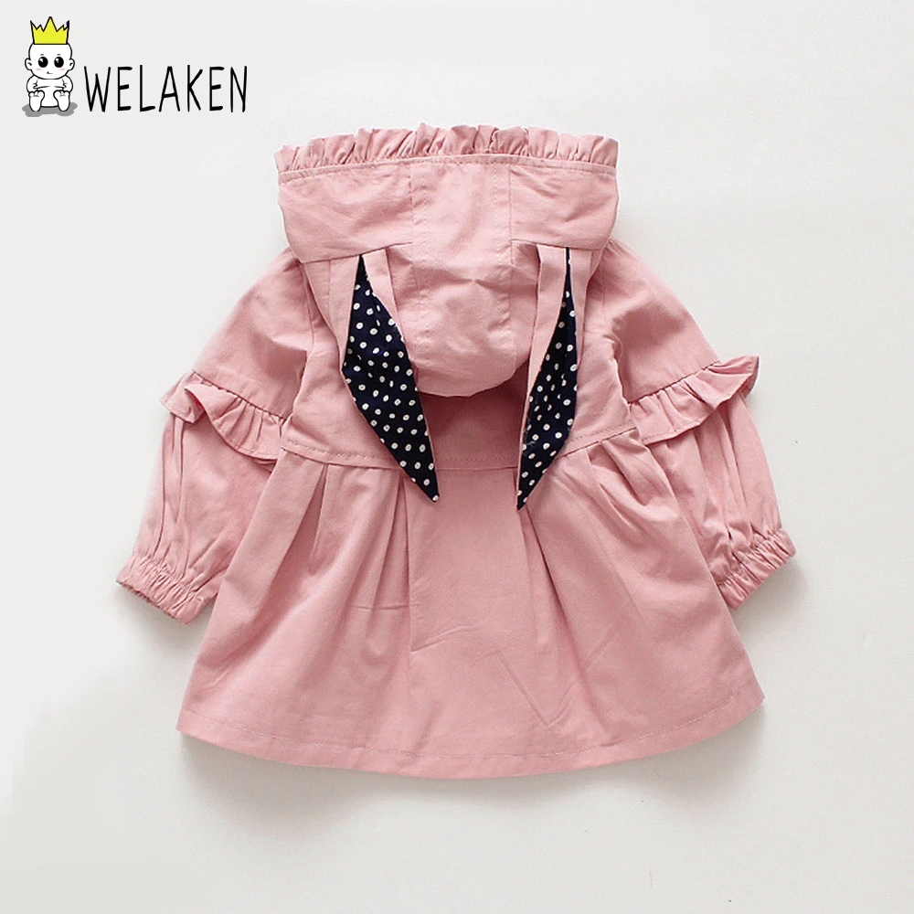 Одежда для маленьких девочек weLaken куртка с капюшоном и карманами кроличьими