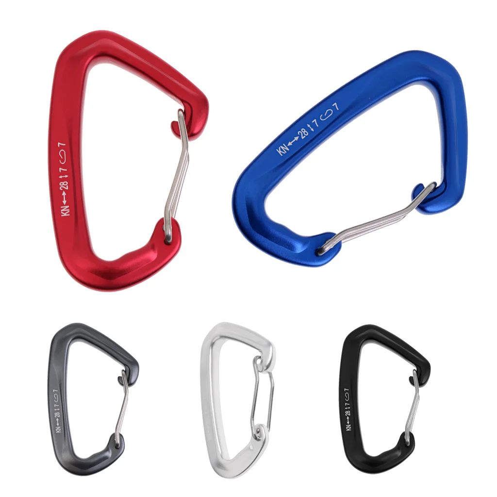 28KN Aluminum Wire Gate Lock Carabiner Hook Rock Climbing Rappelling Quickdraw Spring Snap Locking D Shape | Спорт и развлечения