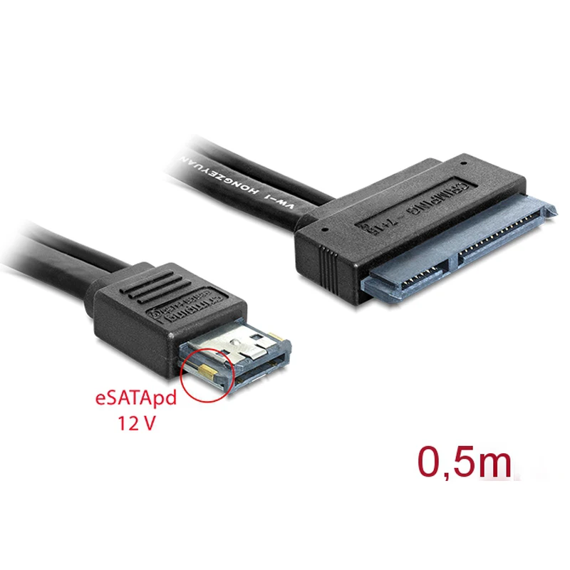 USB eSATA eSATAp Dual Power 12V 12V 5V Cable eSATAp to SATA 7 + 15 22Pin Data 2.5 SSD HDD 0.5M Hard Drive Adapter Cable esata male to esata male mini usb male data power cable for 2 5 esata hdd black 100cm