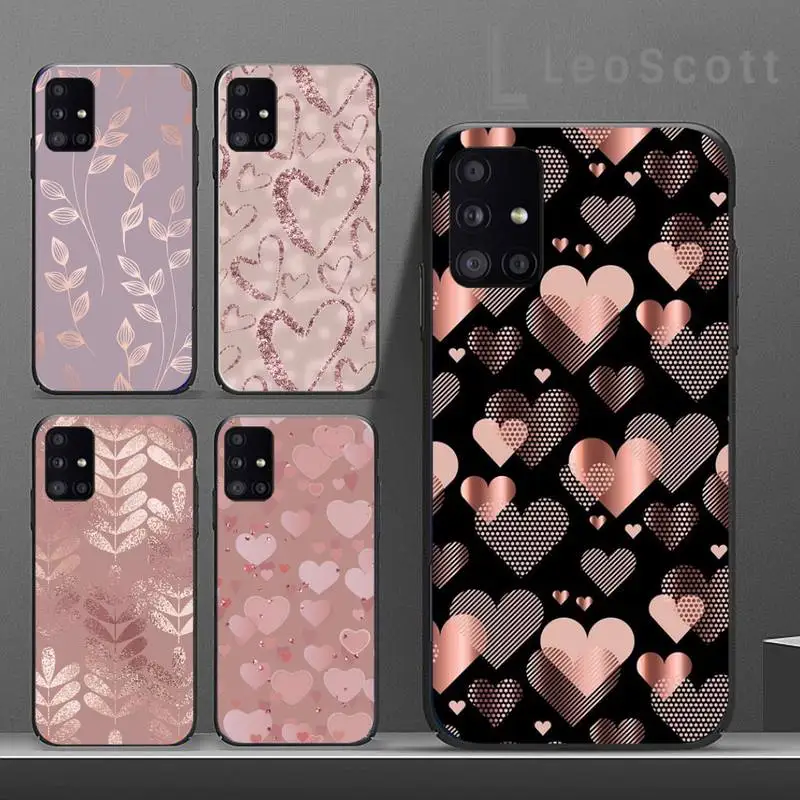 

Gold Rose Love heart Phone Case For Samsung A40 A50 A51 A71 A20E A20S S8 S9 S10 S20 Plus note 20 ultra 4G 5G