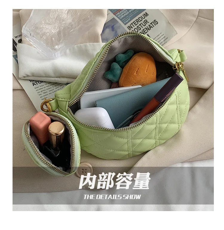 

Diamond women Chest Bag female Crossbody Bag Chain Single Shoulder bags for ladies Fanny Pack small PU Leather phone Wallet