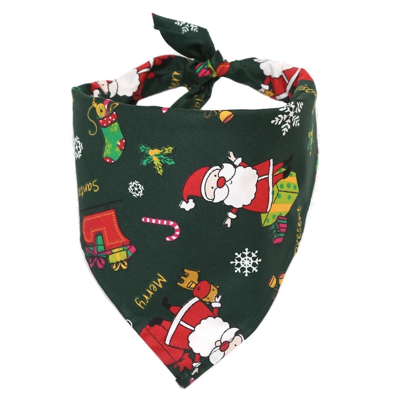 Dog Bib Christmas Print Cotton Scarf Cats Collar Bandana Detachable Small Pet Products Washable Accessories Things Dogs Supplies | Дом и сад
