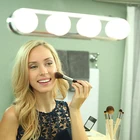 Светодиодный ная зеркальная лампа для макияжа с 4 лампочками, портативный с присоской, голливудская настенная лампа s для туалетного столика, светсветильник для макияжа