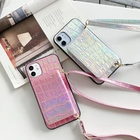 new luxury laser lanyard coin purse pc hard phone case for iphone 11 128gb pro x xs max xr 7 8 plus se2020 non slip back cover