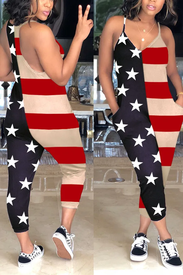 

New print suspender Jumpsuit in spring and summer of 2021