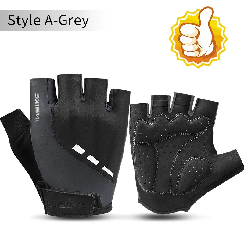 Style A-Grey INBIKE перчатки для велоспорта, противоскользящие дышащие мотоциклетные перчатки для горного велосипеда, мужские и женские перчатки для езды на спортивном велосипеде - Цвет: Style A-Grey