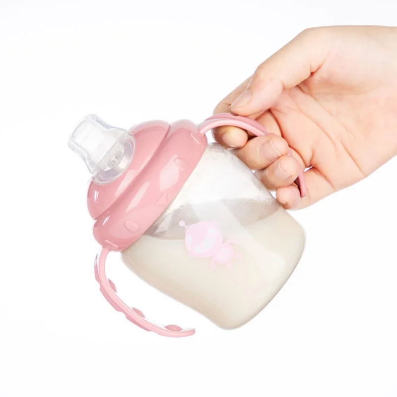 

Hot 260ml Baby Training Drinking Cup Baby Kettle Printed Duckbill Cup Dual Handle Drinking Cup Feeding BPA Free