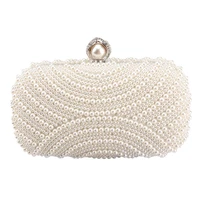 new elegant pure white pearl evening bag temperament shining diamond inlaid party womens clutch gorgeous banquet minaudiere