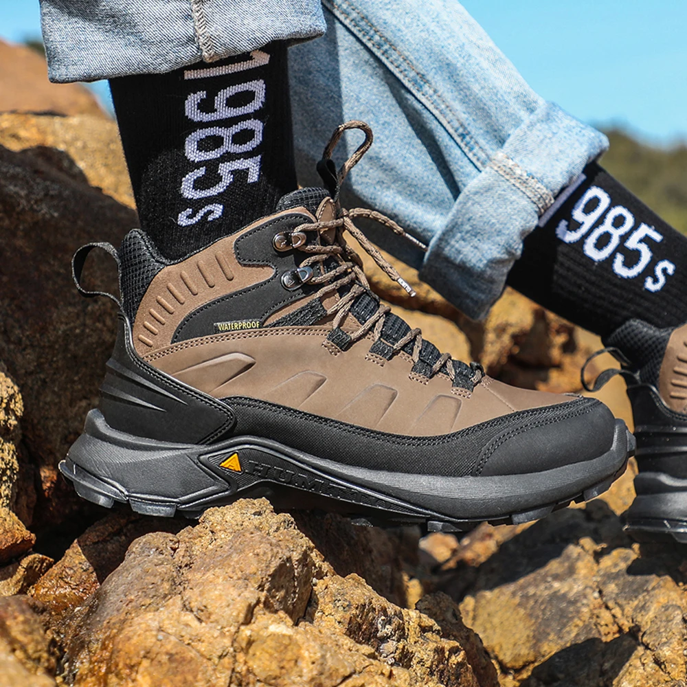 HUMTTO Waterproof Hiking Shoes Leather Climbing Athletic Shoes for Men Outdoor Safety Trekking Boots male Tactical Sneakers Mens