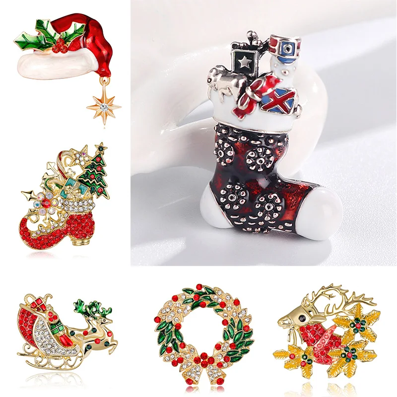 Модная Рождественская брошь креативный мультфильм Санта Клаус елка Лось Броши