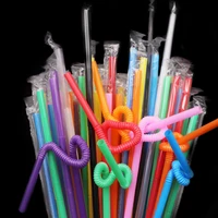 100pcspack disposable straws single independent packaging color art straws beverage modeling long straw party decorations