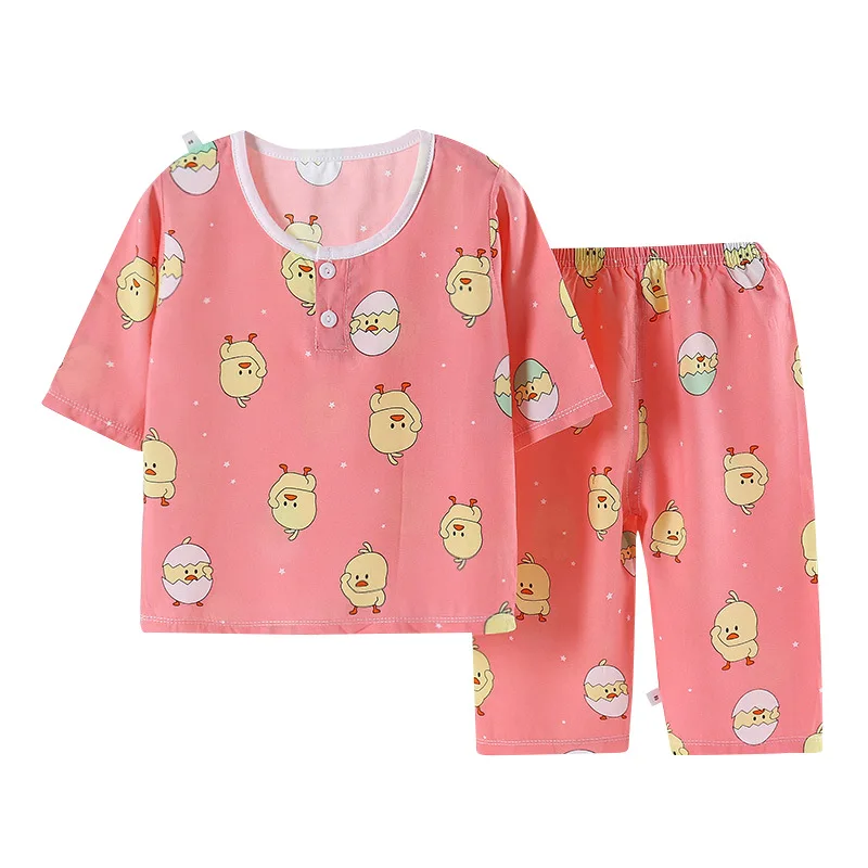 

Kids Pajamas Spring Summer Boys Girls Sleepwear Sets Infant Cartoon Prints Home Clothes Sets Kids Cotton Comfortable Pajamas