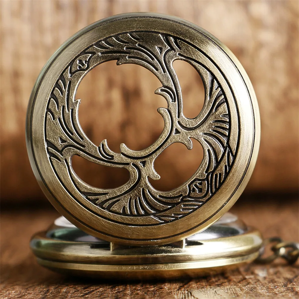 Bronze Hollow Pattern Display Mechanical Pocket Watch Hand Winding Retro Pendant Manual Mechanism Pocket Clock Gifts Male