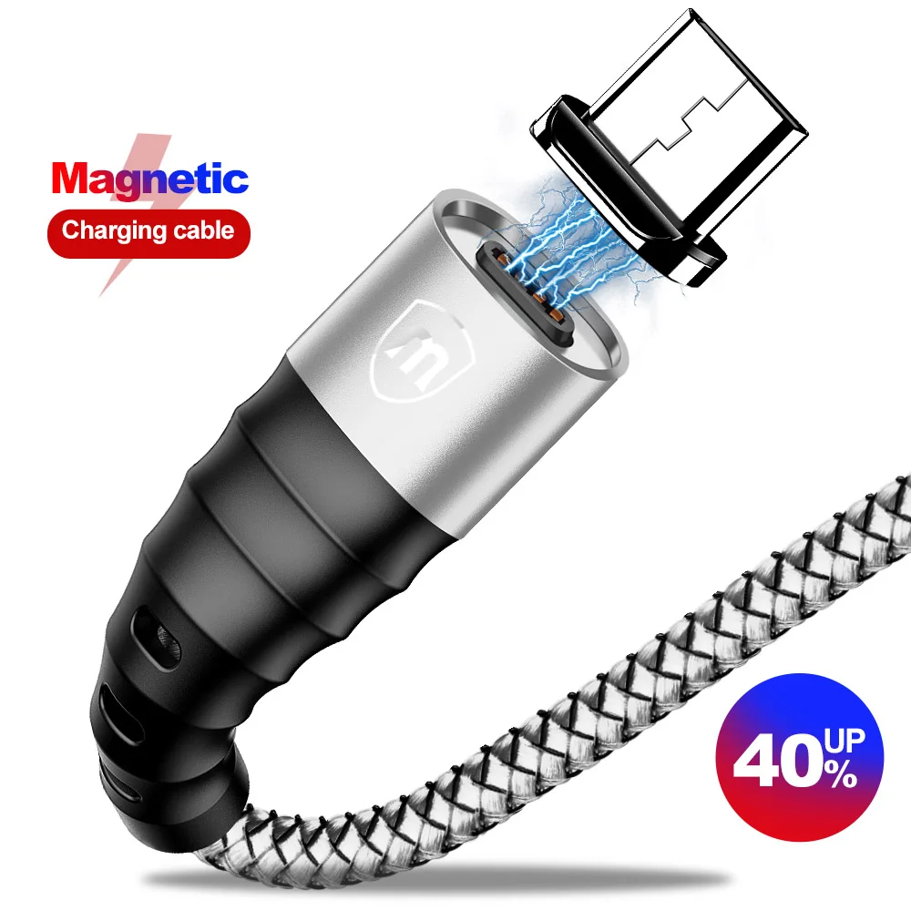 Marjay Магнитный зарядный кабель Micro USB кабель для мобильного телефона 3A провод для быстрого заряда Магнитный кабель Microusb шнур 1 м 2 м
