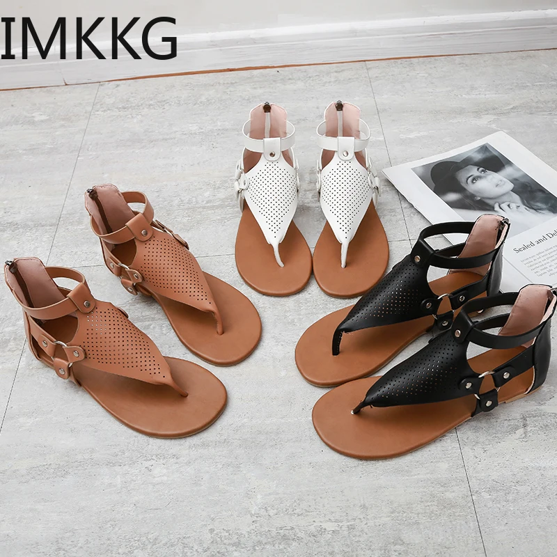 Женские босоножки Сандалии из искусственной кожи на плоской подошве Летняя