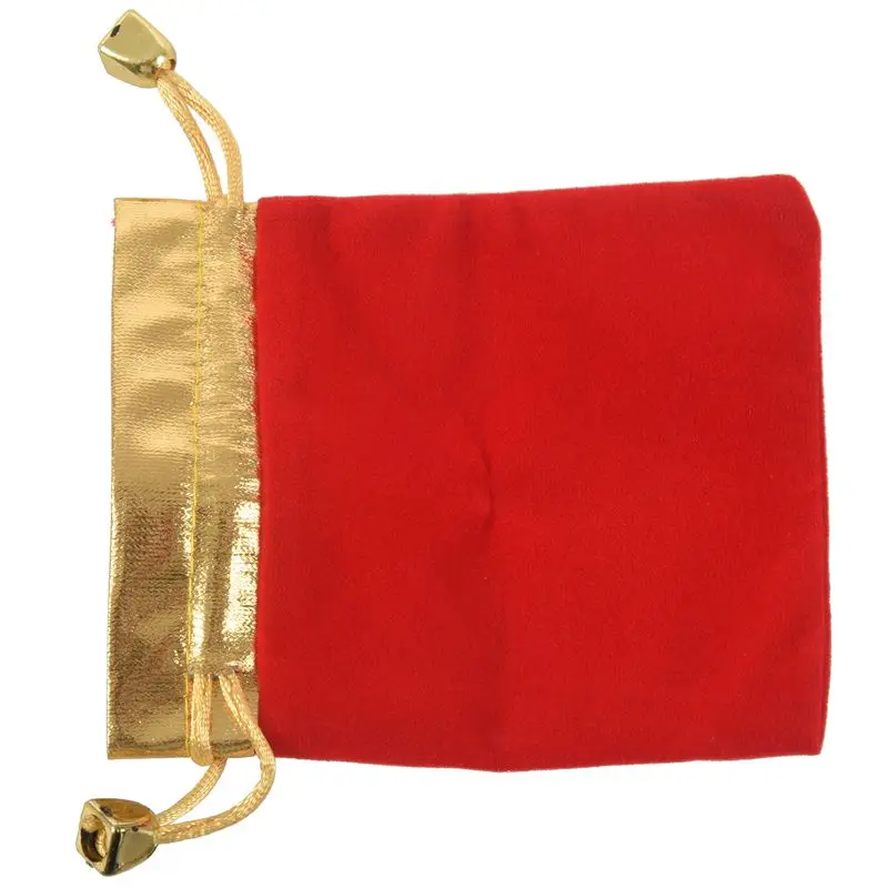 

Exquisite Velvet Small Drawstring Pouches Wedding Gift Bags,Red and Gold