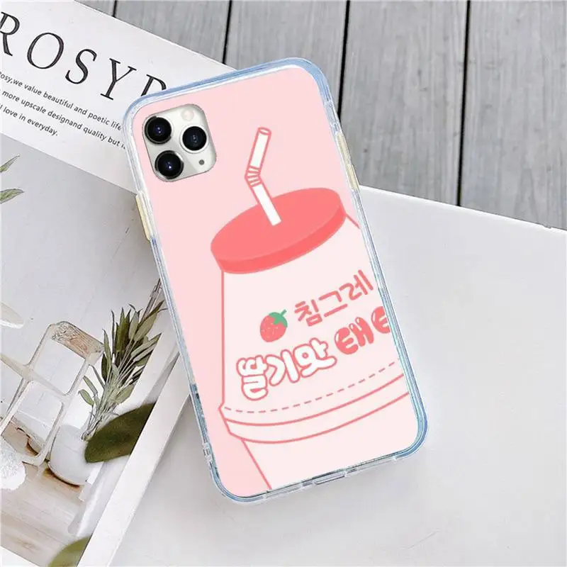 

Strawberry Milk cartoon Pattern Phone Case for iPhone 11 12 pro XS MAX 8 7 6 6S Plus X 5S SE 2020 XR mini luxury design coque