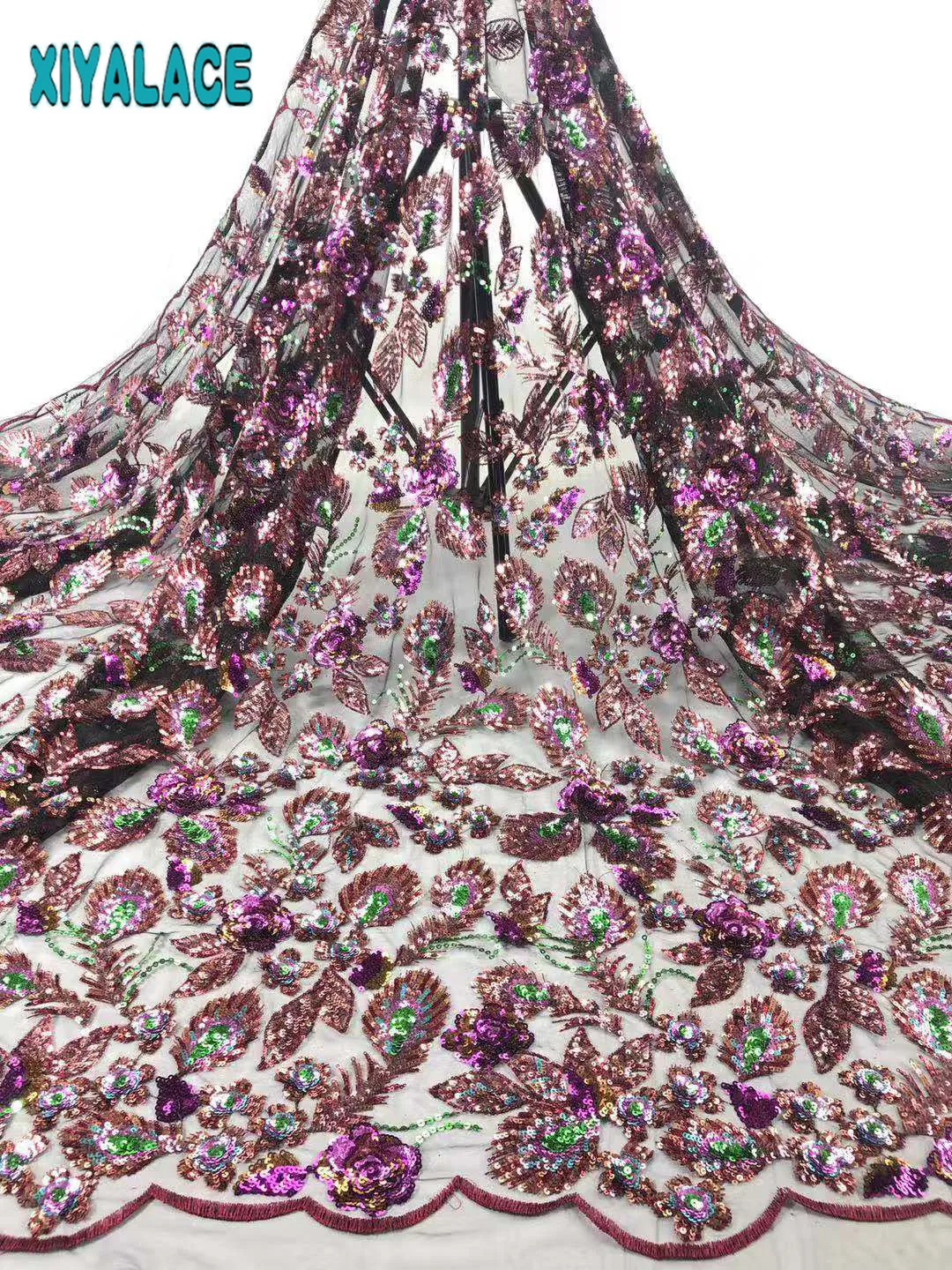 Уникальная кружевная ткань с блестками нигерийский кружевной материал