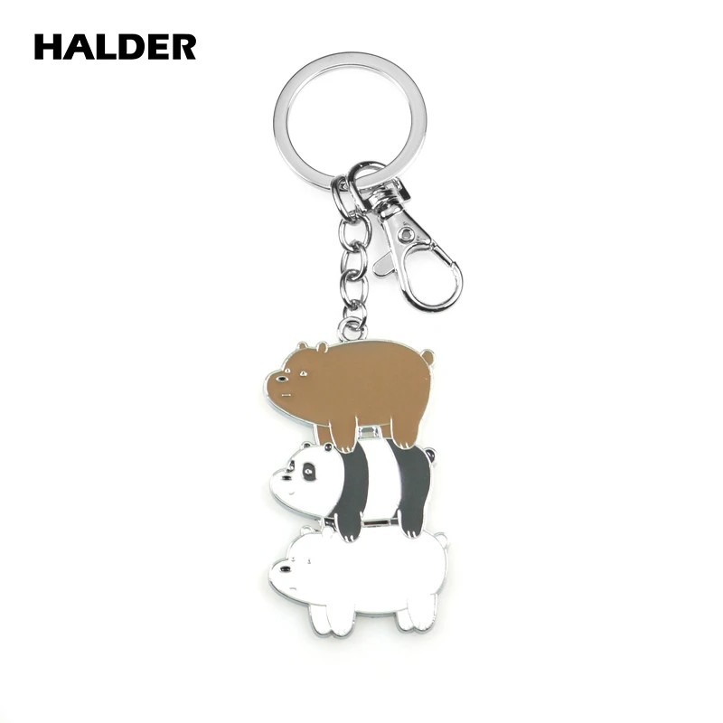 Halder Мы Голые Медведи кольцо Фигурки игрушки три Голые Медведи гризли панда ледяной Медведь Подвески безделушки украшения для школьный ранец - Цвет: 3 bear face left