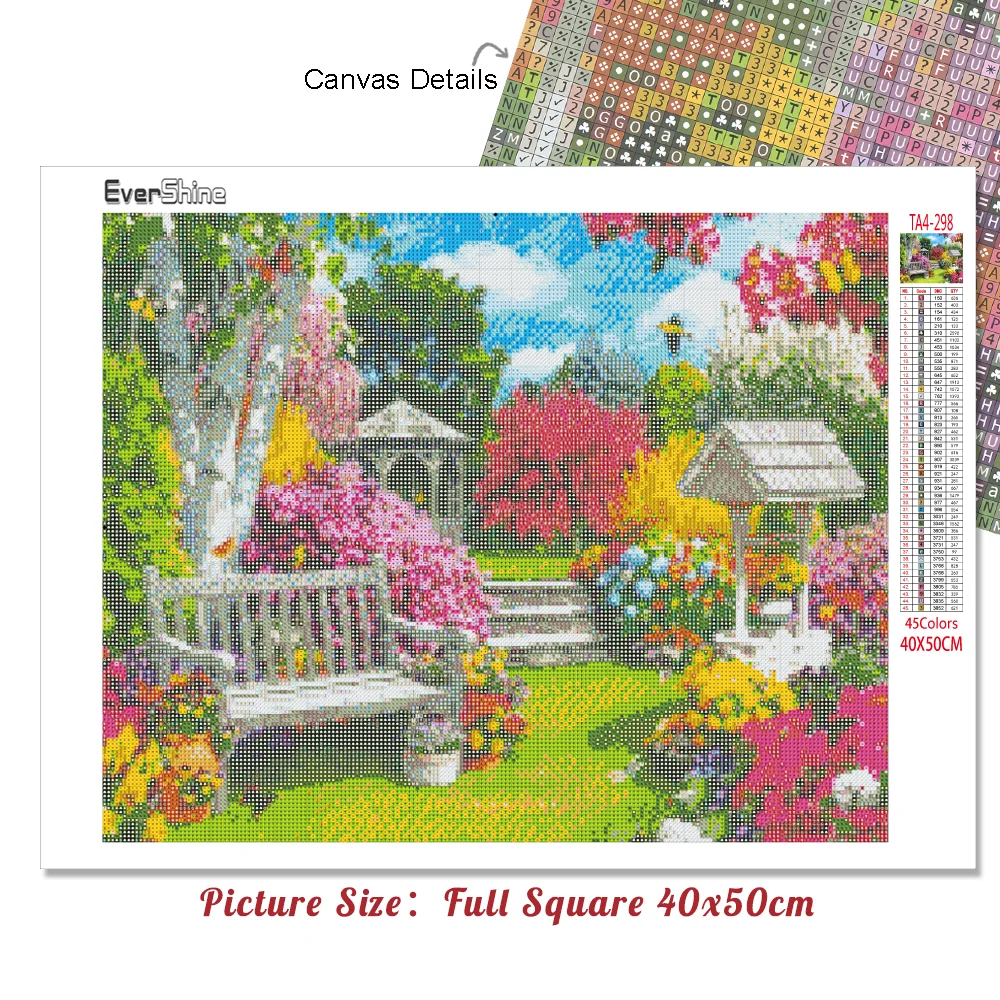 evershine full square round 5d diy diamond painting garden scenery diamond embroidery house cross stitch mosaic craft home decor free global shipping