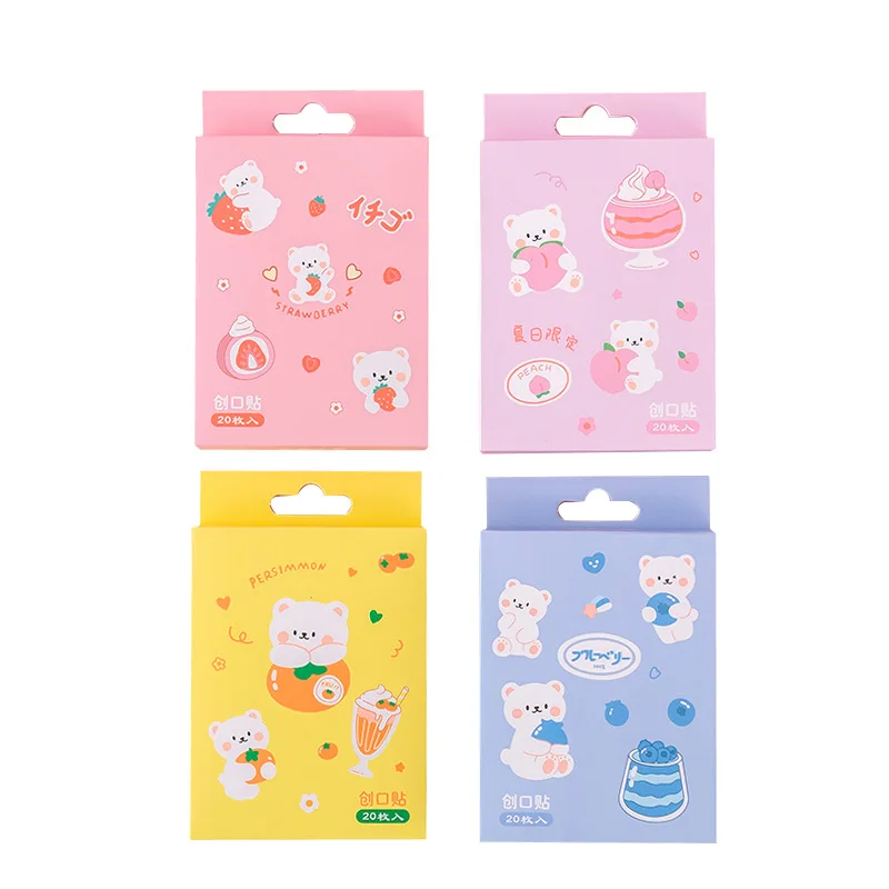 Vendajes adhesivos de dibujos animados para ni&ntilde;os, Kit de primeros auxilios de emergencia, impermeable, transpirable, 20 piezas-5