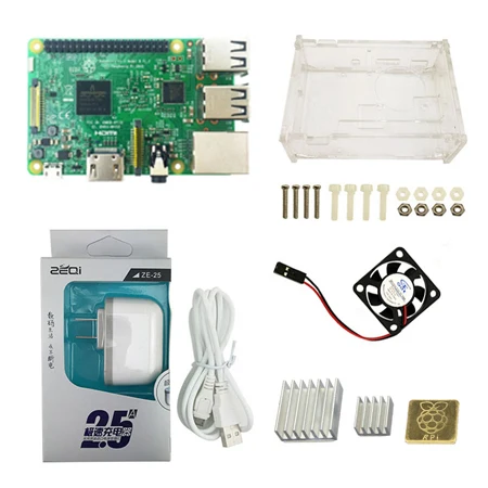 Комплект 3 Четыре набора Raspberry Pi3 Foundation+ акриловый чехол/ABS чехол+ блок питания EU/US с usb-кабелем с переключателем и 16SD картой теплоотвода - Комплект: Комплект 3