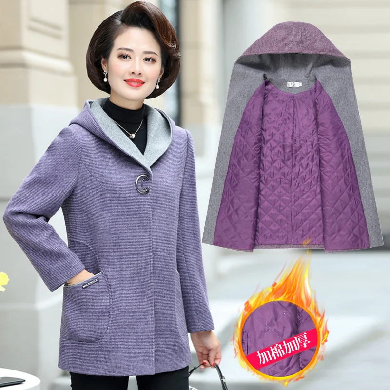Пальто для женщин среднего возраста осень-зима модная шерстяная куртка средней