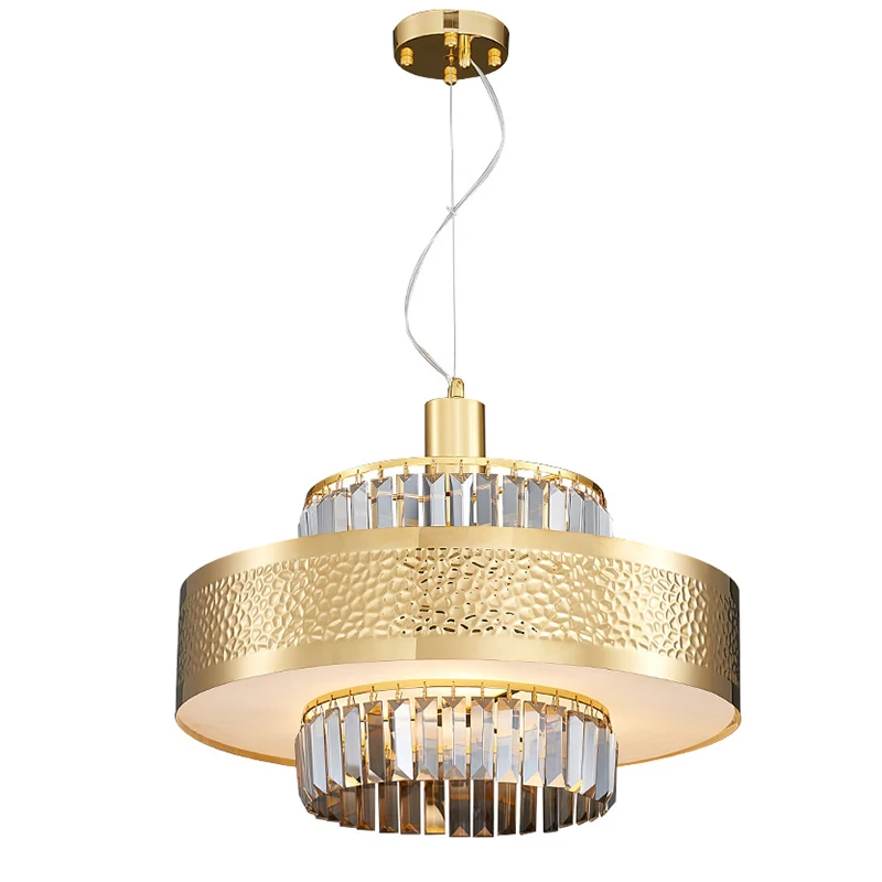

Светодиодная лампа E14 из нержавеющей стали, круглая Хрустальная Золотая люстра, подвесной светильник, люстра, подвесная линия, лампа, фойе
