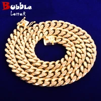 12mm miami cuban chain mens stainless steel necklace gold color plated hip hop fashion rock jewelry