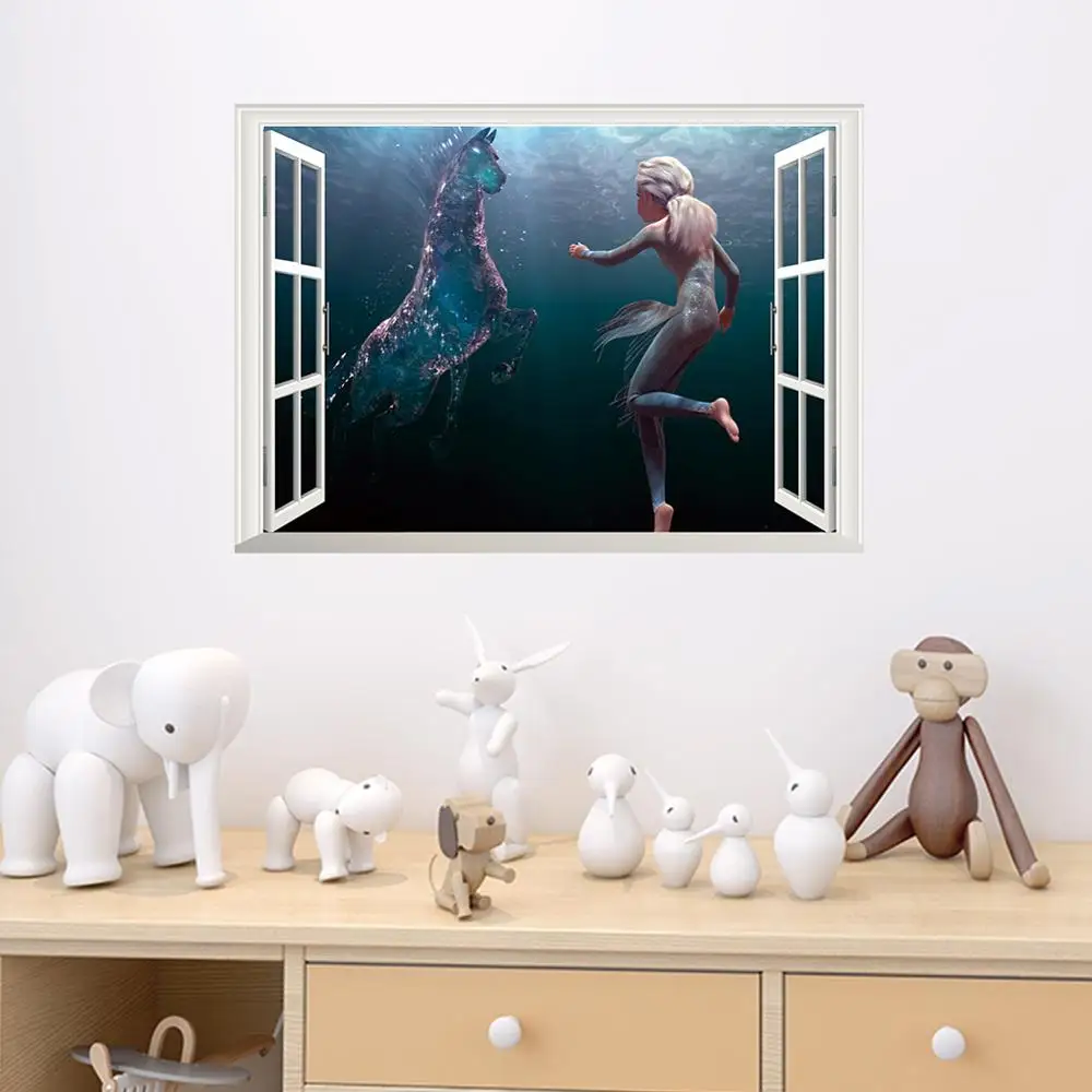 Disney Мультфильм Замороженные настенные наклейки для девочек аксессуары спальни