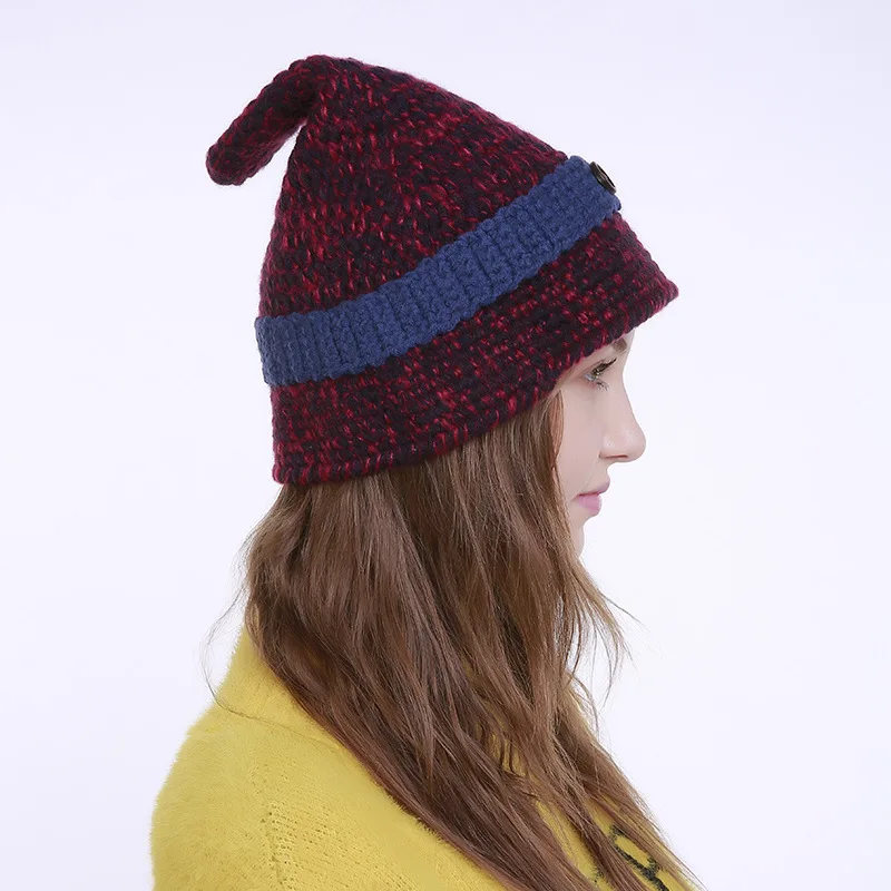

Warm Pointed Cap Hat Fashion Autumn Winter Women Unisex Knitted Witch Hat Halloween Cosplay Wizard Hat Sports Hat Beanie