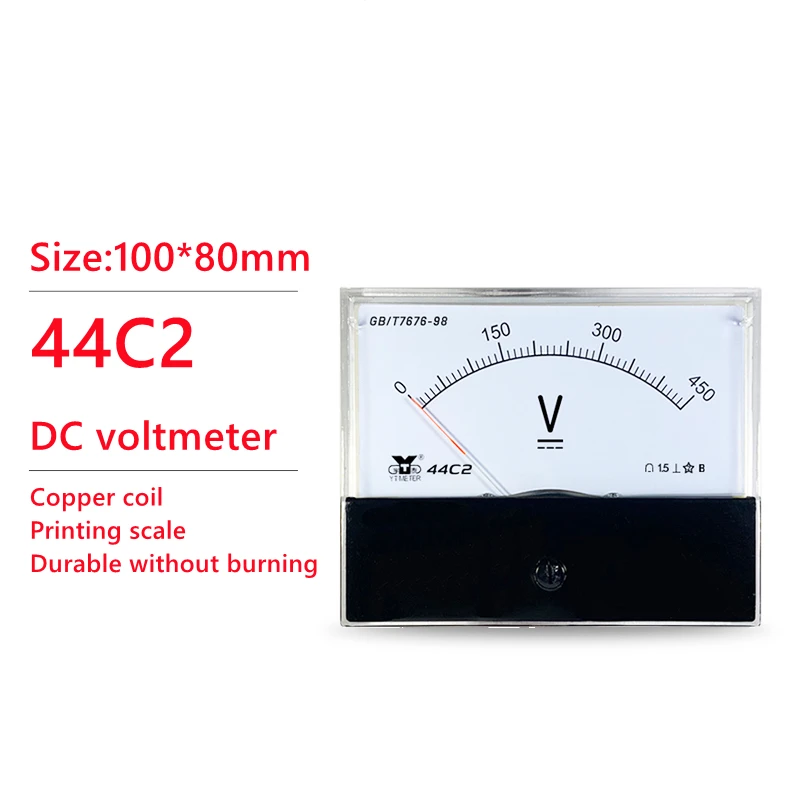

44C2 DC Voltmeter Analog Panel Voltmeter Ammeter Amp Volt Meter Gauge 3V 5V 10V 20V 30V 50V 100V 150V 250V 300V