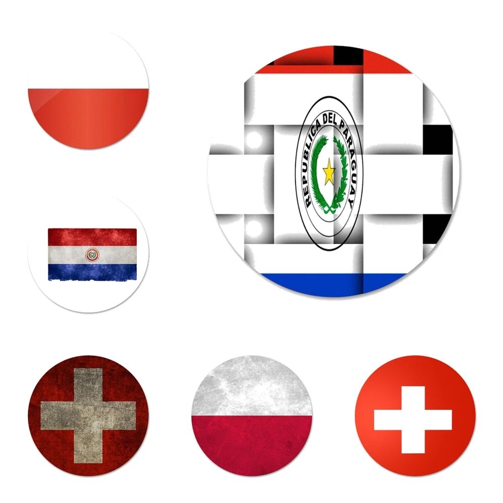 Национальный флаг Польша Швейцария Парагвай значок на булавке декоративные