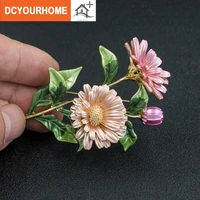 fashion beautiful 3 colors enamel daisy chrysanthemum flower brooch pin broach for woman jewelry
