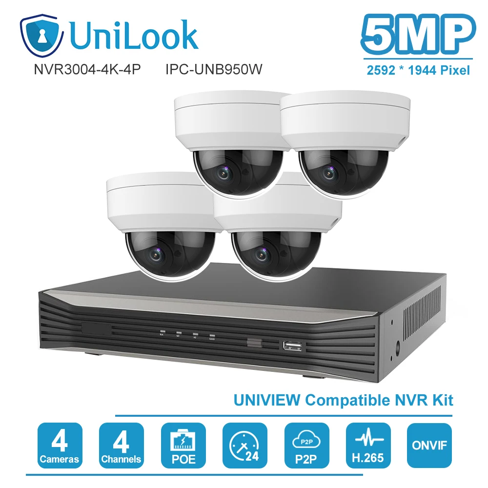 Plug & Play 4CH POE NVR комплект H.265 4 канальная система безопасности камеры шт. 5