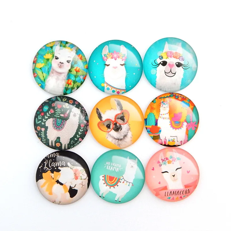 10 шт. круглые стеклянные ожерелья кабошоны с рисунком животных|Ювелирная